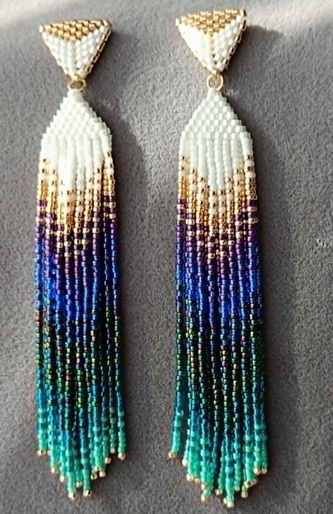 Długie kolczyki Boho - Mystic Ocean w wersji Kobalt